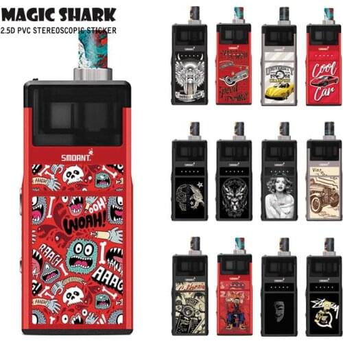 Magic Shark V-Vendetta Car Ghost Rider Motorcycle Stone Print Skin Film Cover Pod Vape Sticker Case for Smoant Pasito
