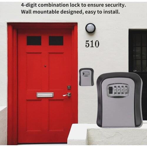 Key Safe Box 4 Digit Combination Password Keys Box Key Storage Organizer Case Wall Mounted Home Security Lock Tool Metal Key Box