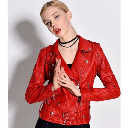 High Quality 100%Genuine Sheepskin Coat Female Real Leather Jackets Women Spring Autumn2021 Motorcycle Woman Jacket Ropa Zjt2193