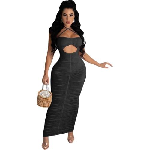 Elegant Dresses for Women 2021 Summer Sleeveless Night Club Cut Out Hollow Out Bodycon Sexy Ruffle Party Dresses Aesthetic Dress