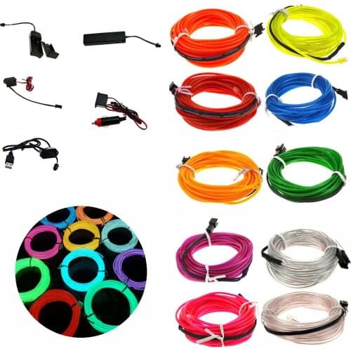 1M 3.28ft Flexible Neon Light Glow LED EL Wire Rope tape Cable Strip LED Neon Lights Shoes Clothing Car waterproof + Drive