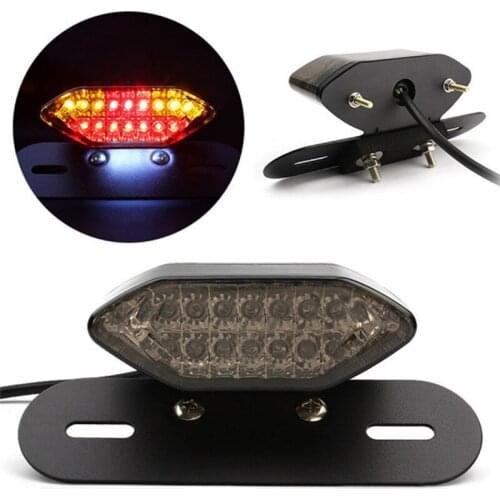 1Pc 3 colors Multifunction Motorcycle Bike LED Stop Brake License Plate Rear Tail Light Smoke Len Universal