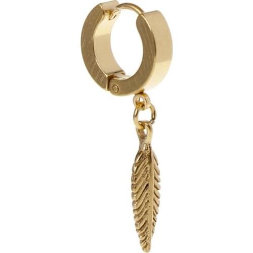 1pc New Arrival Punk Earrings Fashion Feather Pendant Personality Titanium Steel Buckle Women Men Jewelry Decoration Charms Male