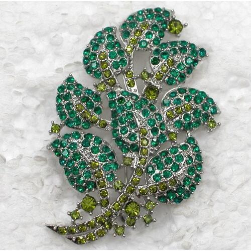 12pcs/lot Wholesale Fashion brooch Rhinestone Leaves Pin brooches C102019