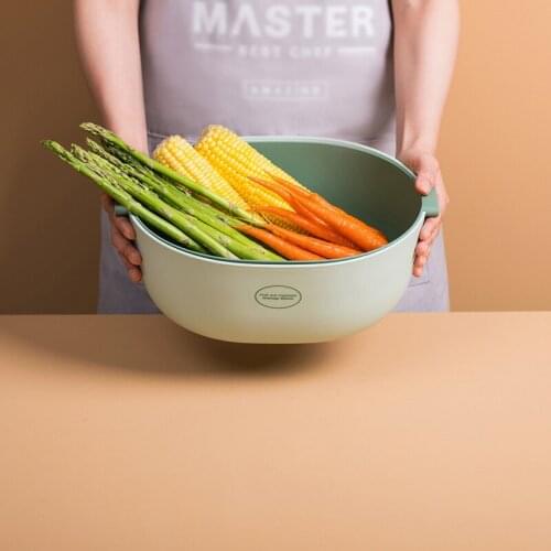 2000/5000ml Double Plastic Drain Basket Vegetables Fruit Rice Washing Strainer Kitchen Bowl Noodles Filter Household Supplies