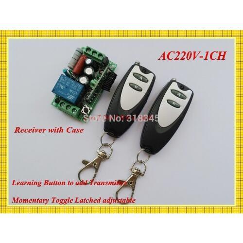 220V 1CH RF Wireless Light Lamp LED SMD ON OFF Switch Wireless Receiver& 2Transmitter 10A Momenrary Toggle Latched 315/433
