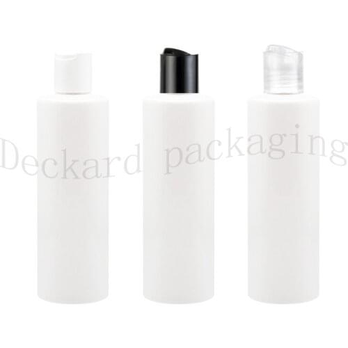 30pcs/lot 250ml white Chiaki lid disc cap lotion bottle Empty Travel Perfume Bottles Disco cap Shampoo PET Refillable Bottle