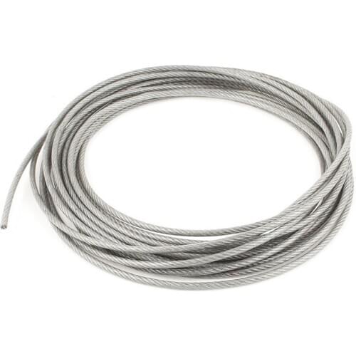5mm Dia Steel PVC Coated, Flexible Wire Rope Cable 10 Meters Transparent + Silver