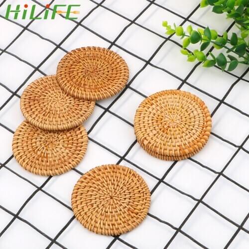 6Pcs/Set Kitchen Table Mats Insulation Mats Round Tableware Placemat DIY Tableware Decor Coasters Set For Kungfu Tea Accessories
