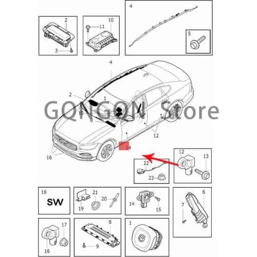 CAR collision sensor 2015-2020vol voxc90 xc60 v90 cross country v90 s90l s90 front door sensor radar assembly collision sensor