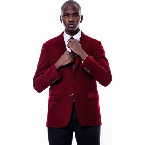 Wide Peak Lapel Velvet Burgundy Blazer