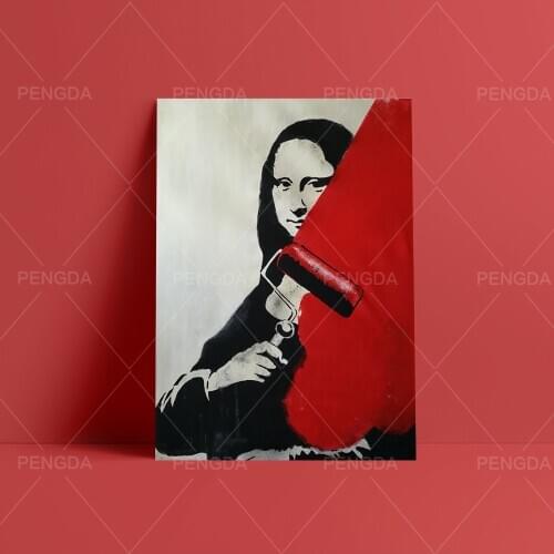 Whitewash Red Paint Mona Lisa Canvas Hd Prints Pictures Wall Artwork Painting Home Decoration Modular Poster Living Room Framed