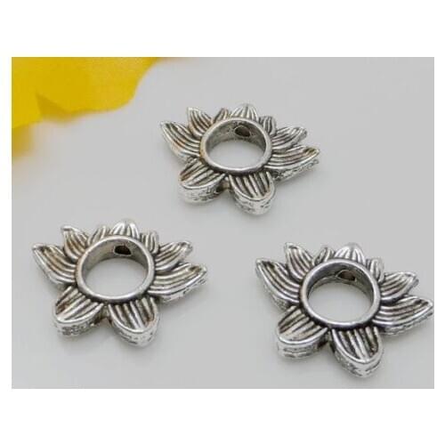 Free Ship 200Pcs Tibetan Silver Flower Spacer Beads For Jewelry Making 14x19mm