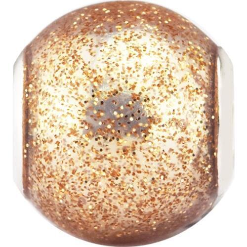 Glitter Ball Charms 925 Sterling Silver Rose Golden Glitter Enamel Beads Fits Original Bracelet DIY Jewelry Making