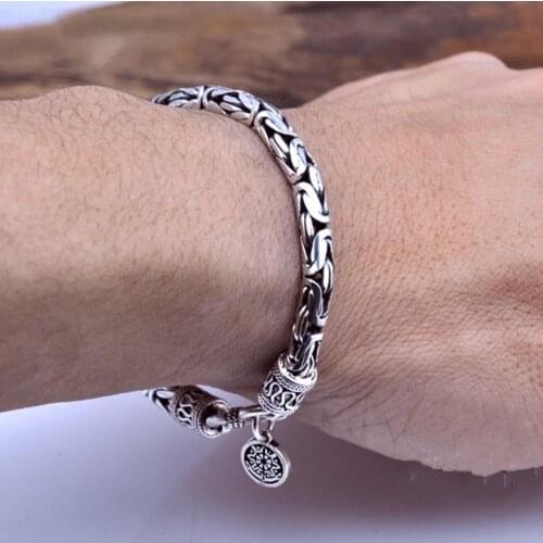 BOCAI 2021 NEW Trend Bracelet for Men Fashion real solid S925 pure Silver Good Luck Bracelet Heping Man Bracelet Best Gift