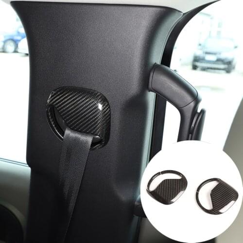 2 PCS Real Carbon Fiber Car Safety Seat Belt Cover Trim For Land Rover Defender 2020-2021 Luxury Decorative Accessories Casing