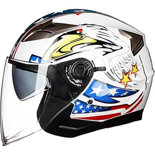 GXT Casco Moto Men Summer Motorcycle Helmet Open Face Dual Lens Visors Moto Helmet Electric Bicycle Helmet Scooter Helmet Black