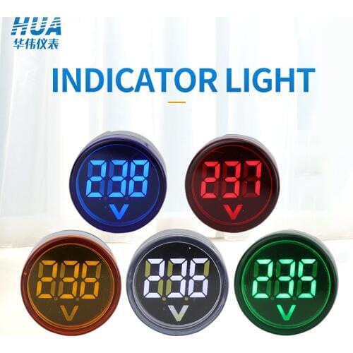 1pc 22mm Voltage signal indicator//LED Digital display voltemeterVolt indicator signal lights/Measuring Range AC 60-500V