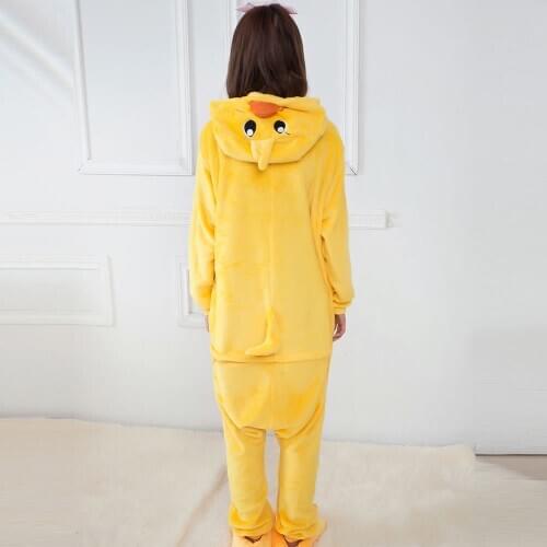 Anime Animal Yellow Duck Costume Pajamas Cosplay All jumpsuit Adult Women Men Onesie Pyjamas Party Dress