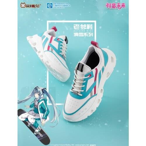 Anime Cosplay Vocaloid Shoes Fashion Men Women Running Sneakers Sport Casual Retro Breathable Lace up LeatherFootwear Student