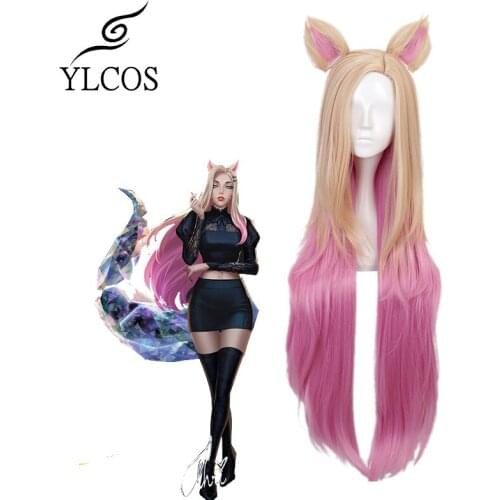 LOL Cosplay 2020 New KDA Ahri Long Wig For Women Girls Halloween Party Suit
