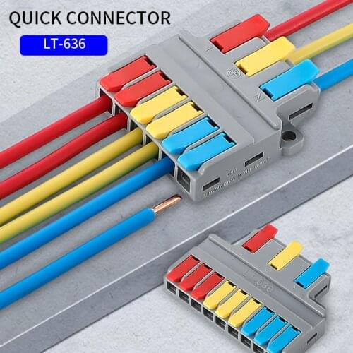 Mini Quick electrical splitter Wire Cable Connector LT636 Universal Push-in SPLPCT 3 In 6 Fast Wiring home Compact Terminal LED