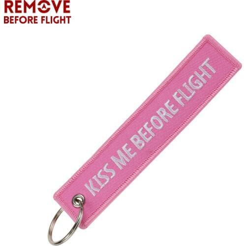 Fashion Keychain Bijoux Kiss Me Before Flight llaveros Keychains Embroidery Key Fobs OEM ATV Car Key Chains for Motorcycle Cars
