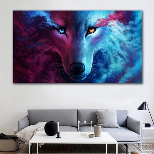 GoldLife Fantasy Wolf Moon Wall Art Canvas Painting Nordic Animals Posters And Prints Wall Pictures For Living Room