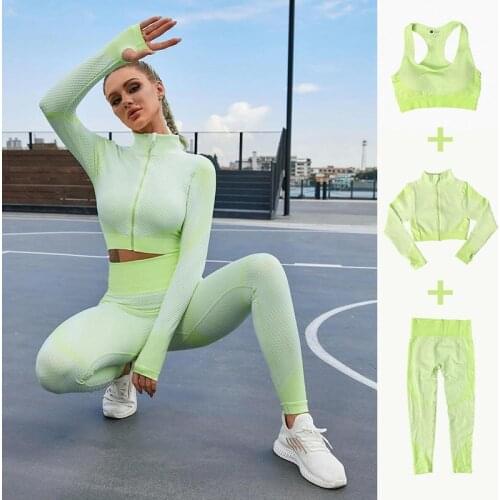 Yoga Clothes Sports Jackets Fitness Hip Yoga Pants Seamless Yoga Suits Women