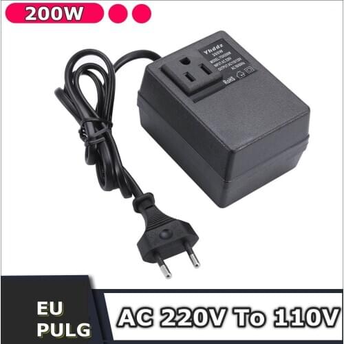 NEW 1 PCS 200W Voltage Converter Transformer 220V To 110V Step Down Travel Voltage Transformer Converter EU Plug