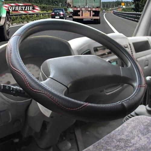 QFHETJIE Leather Car Steering Wheel Cover, Used for Non-slip, Wear-resistant and Durable Interiors of Large Vehicles