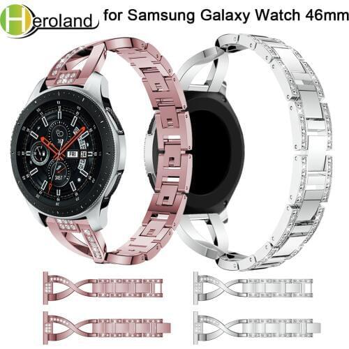 22mm 2018 New for Samsung Galaxy Watch 46mm Smart Watch Metal Crystal Band Fashion Type x Wrist Strap Bracelet With Rhinestone