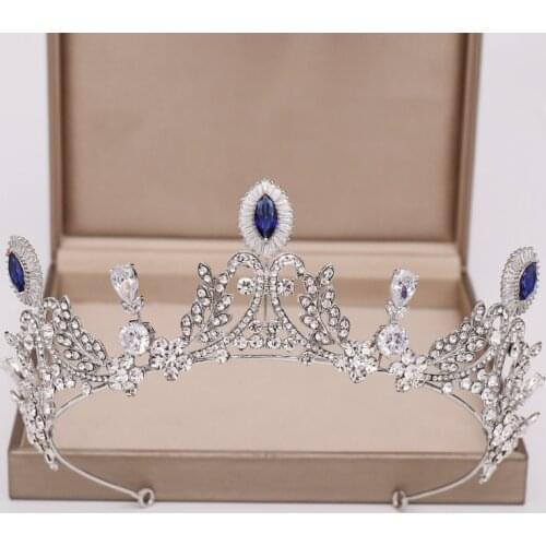 Luxury Crystal Crown Tiara Bride Wedding Headpiece Hair Ornament Silver Color Zircon Queen Diadem Wedding Hair Accessories