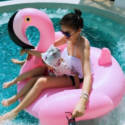 Pink Inflatable Flamingo Giant Swan Ride-On Pool Toy Float Swim Ring Holiday Beach Island Water Fun Party Toys