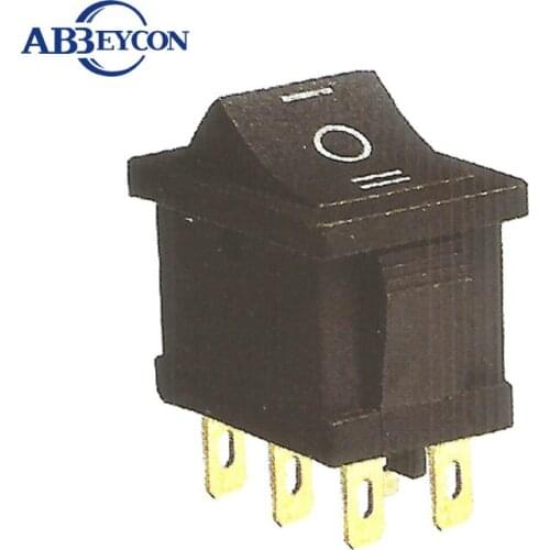 RS279 6 gold pins on-off-on function black housing 250V 6a rocker switch