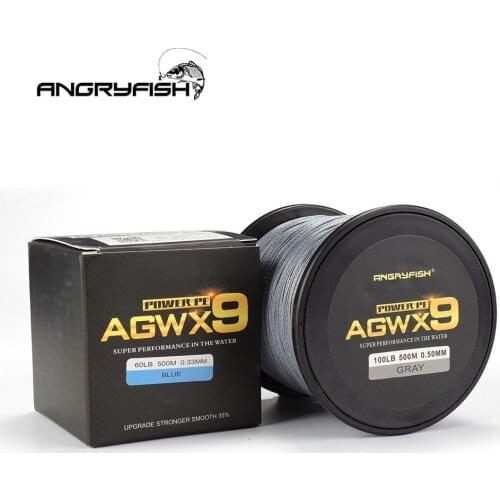 Angryfish 9 Strands Braided 500M Fishing Line Super Strong PE Line15LB-100LB Multifilament Fishing Line FOR Carp Bass Fish