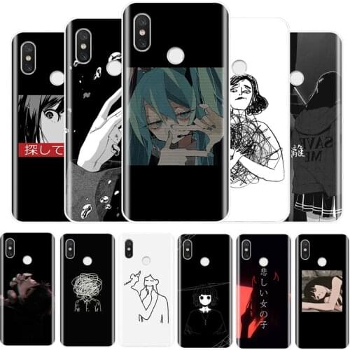 Sad Anime Vaporwave Aesthetic Silicone phone case For xioami 4 4S 5 5S 6 8 9 Lite Plus note 3 MAX2 MAX3 TPU soft Back Shell