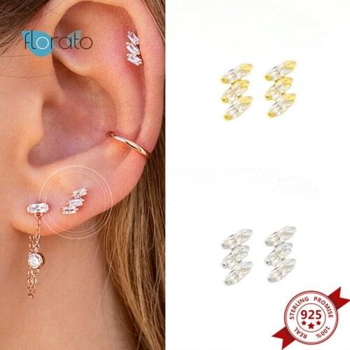 Exquisite Stud Earrings for Women 925 Silver Ear Needle Simple Shiny Crystal Earrings Korean Fashion Tiny Office Daily Jewelry