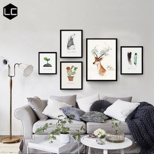 Modern Nordic living room Decorative painting Simple sofa background Wall painting Fresco cartoon painting Wall schilderi