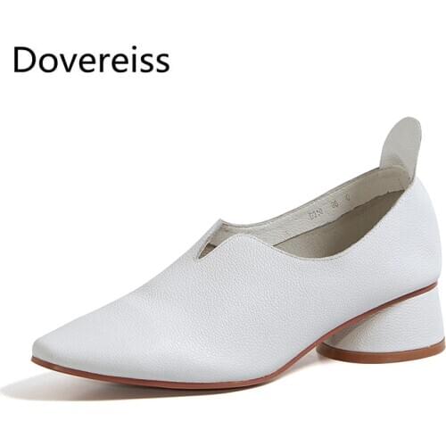 Dovereiss Fashion Womens Shoes summer Elegant Pure color Pink Blue consice Office lady Block heels Pumps sexy Office lady