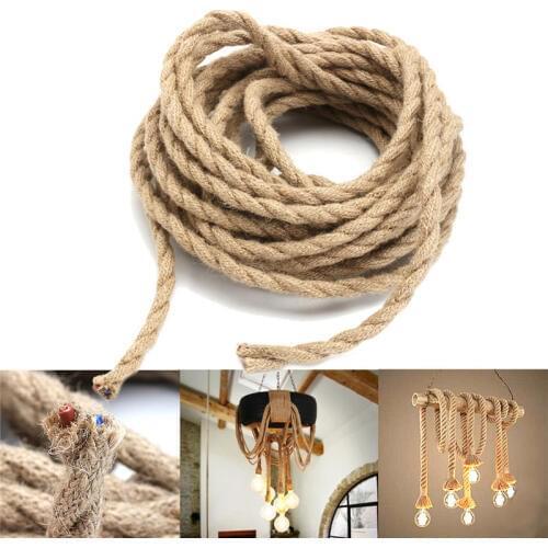 1m 3m 5m 10m 2 core Vintage Rope Electrical Wire Hemp Rope Woven Textile Wire Twisted Cable Retro Light Line For DIY Lights