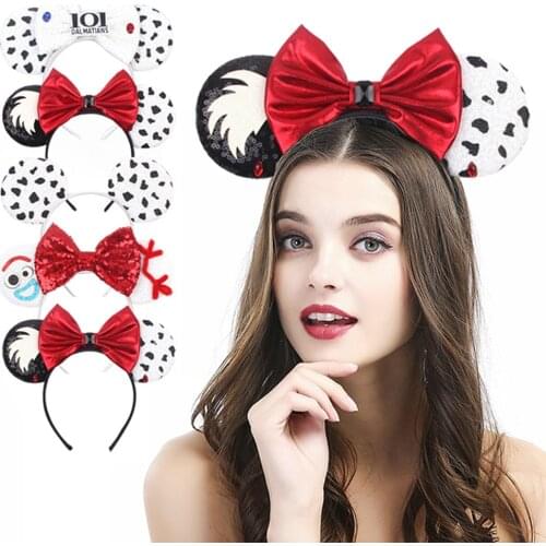 Fun Novelty Mouse Ears Headbands Candy Colored Sequined Bow Headband Holiday Party Girls Hair Band 2021 Hair Accessories