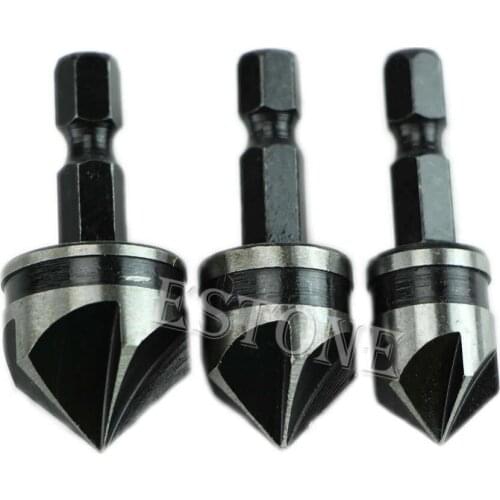 3pc 12mm 16mm 19mm Countersink Bore Set 1/4" Hex Shank Wood Plastic Chamfer Bit S08 Wholesale&DropShip