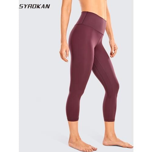 SYROKAN Womens High Waisted Workout Leggings Naked Feeling Soft Yoga Capris Running Pants- 21 Inches