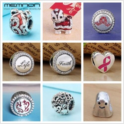 Winter collection Christmas Chinese New year Dragon charms 925 sterling silver Hope Ribbon beads fit bracelet DIY fine jewelry