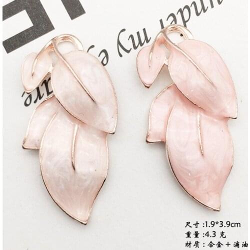 10pcs 39*19mm Fashion handmade gold alloy enamel leaf charms for bracelet tree leaf pendant dangle DIY metal jewelry making