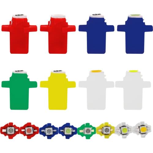 100x B8.3D Led Car Auto 1 SMD 5050 T5 Lamp Car Instrument Dash Dashboard Light Instrument Panel Signal Bulb White Signal Lamp