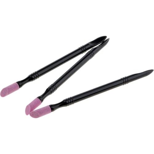 3Pcs Quartz Stone Cuticle Pusher 3D Nail Art Cuticle Care Repair Scrub Remover Manicure Stick Pens