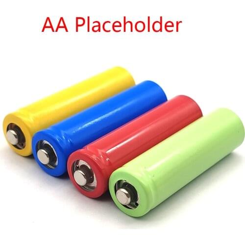 4Pcs AA Battery Placeholder AA Size Dummy Fake Battery Setup Shell Cylinder Conductor