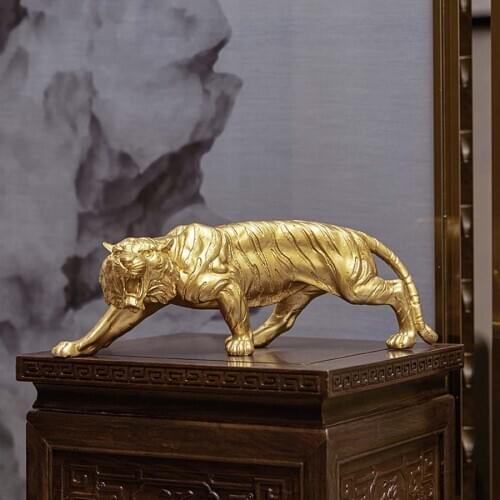 40CM Large Home store Company SHOP talisman Bring wealth money GOOD LUCK gold Success tiger business decor ART FENG SHUI Statue